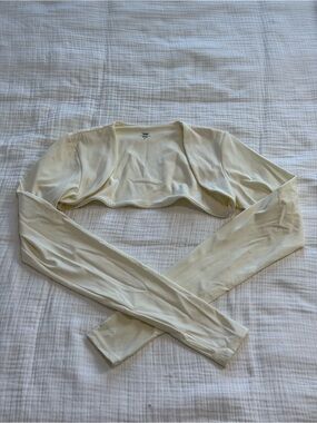 Monday Swimwear Cream Long Sleeve Crop Top